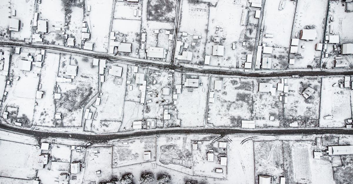 Aerial view of a snow-covered village in Altai Republic, Russia, showcasing winter architecture.