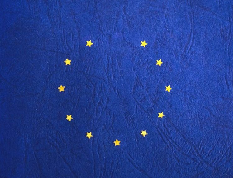 European Union flag with missing stars representing Brexit concept.