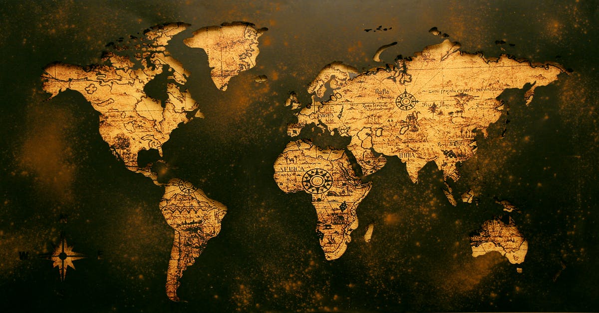 A detailed vintage map showcasing global geography with an old paper texture.