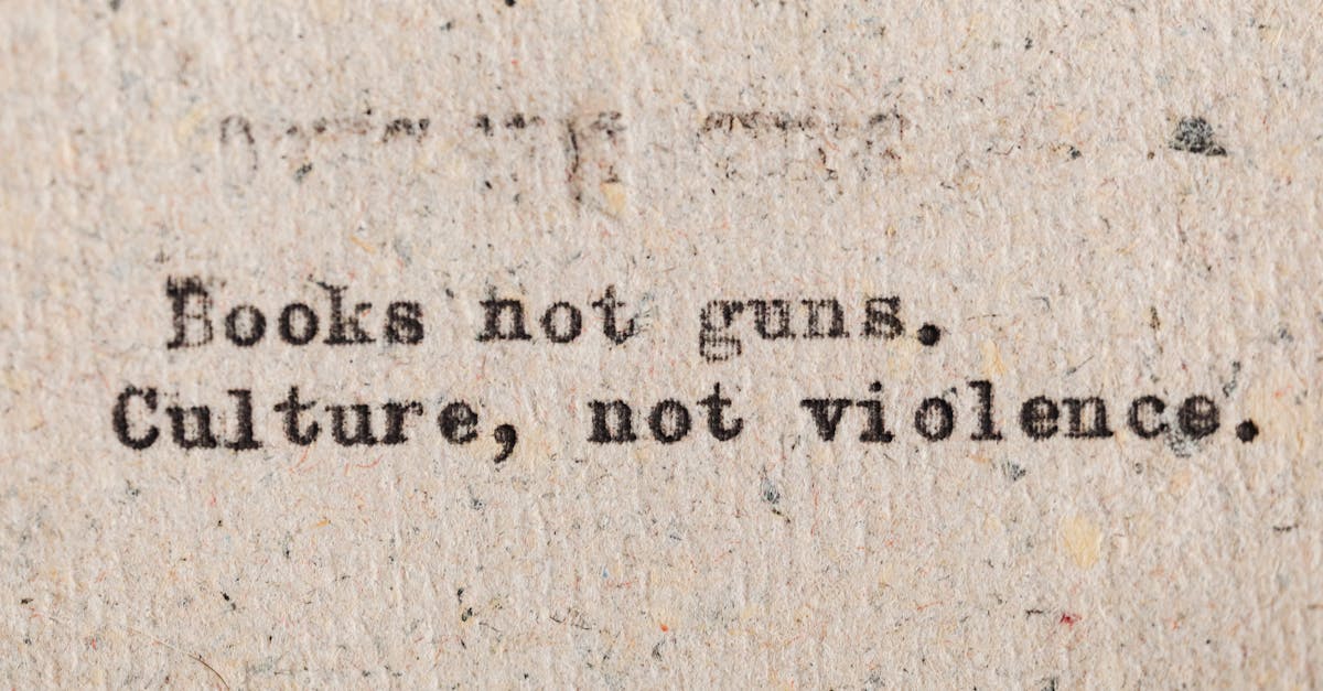 A vintage typewritten quote promoting culture over violence on aged paper.