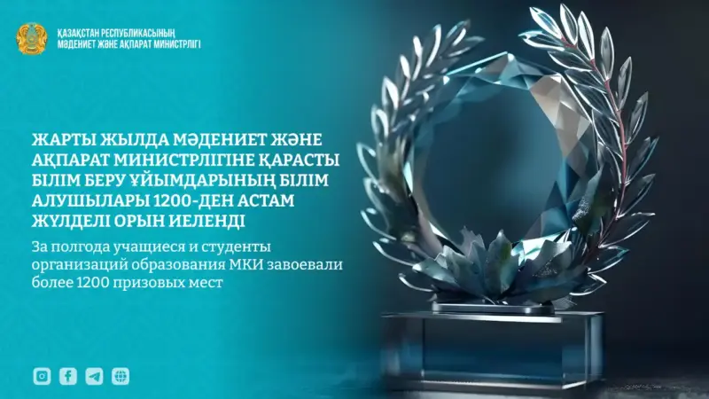 Жарты жылда Мәдениет және ақпарат министрлігіне қарасты білім беру ұйымдарының білім алушылары 1200-ден астам жүлделі орын иеленді